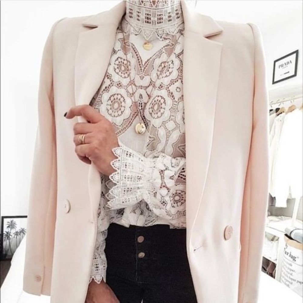 White Lace See through Bohemian Long Sleeve Shirt - Picture 7 of 16
